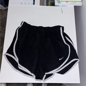 Nike Black and White Athletic Shorts with Curved Hem